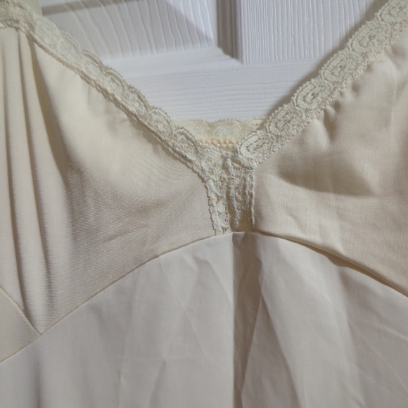 Vintage Shadowline Ivory Full Maxi Slip Nylon Spandex Side Split Size 36 - Picture 9 of 12
